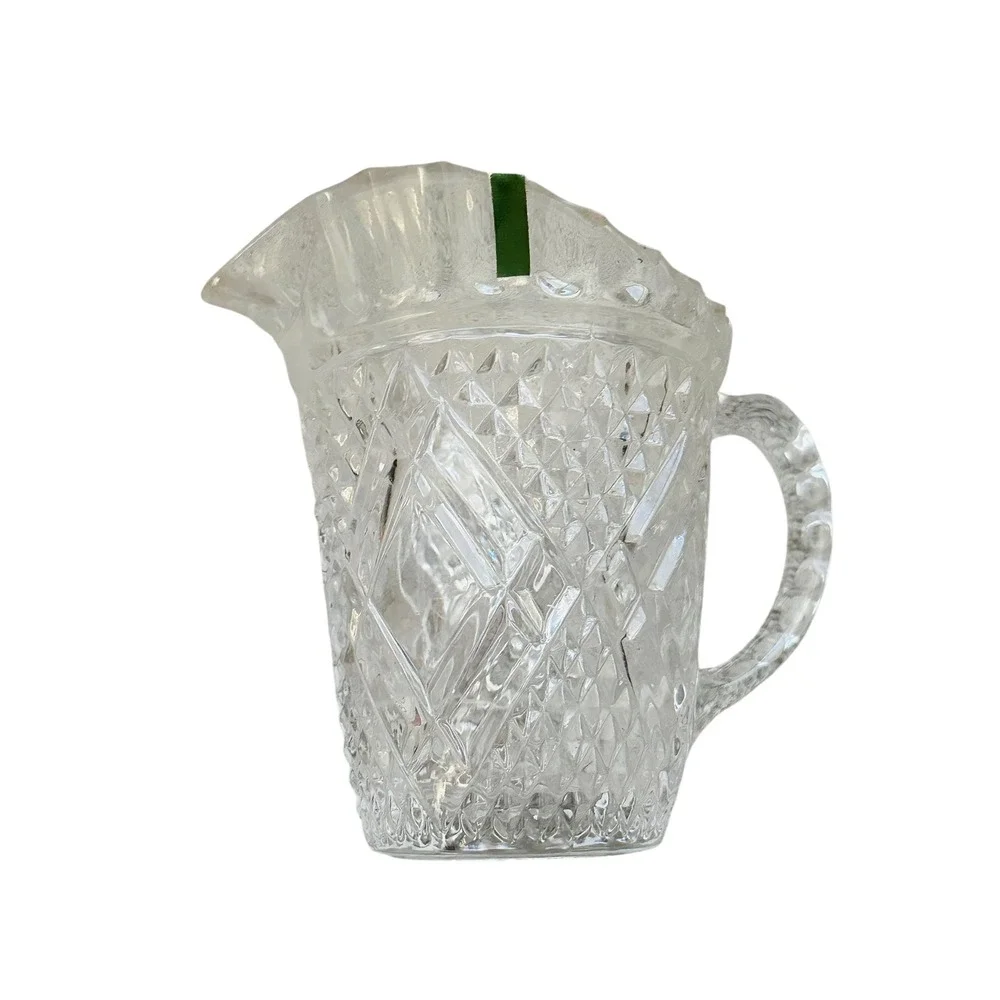 Vintage FTD 1985 Crystal Diamond Point Mini Pitcher Starburst Cottagecore